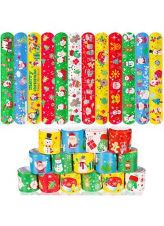 Max Fun 48Pcs Christmas Slap Bracelets Party Favors Toys For Kids Xmas Party Favors Christmas Stocking Stuffers Gifts Birthday Gifts (Christmas)  - Image 1