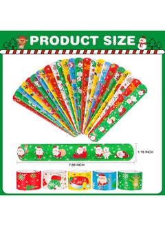 Max Fun 48Pcs Christmas Slap Bracelets Party Favors Toys For Kids Xmas Party Favors Christmas Stocking Stuffers Gifts Birthday Gifts (Christmas)  - Image 3
