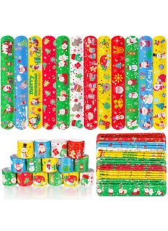 Max Fun 48Pcs Christmas Slap Bracelets Party Favors Toys For Kids Xmas Party Favors Christmas Stocking Stuffers Gifts Birthday Gifts (Christmas)  - Image 2