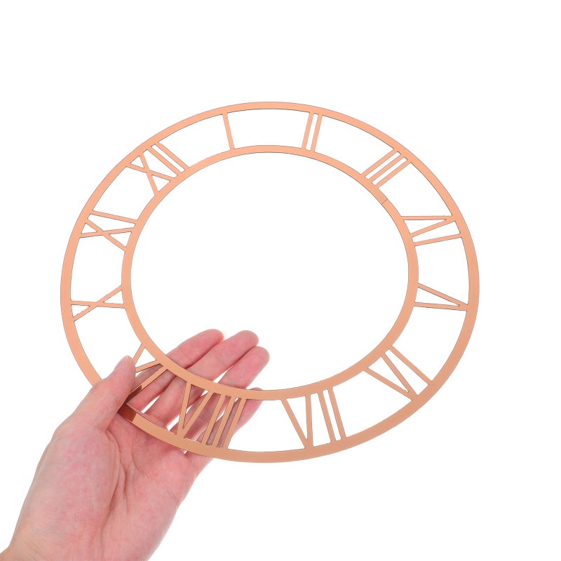 Clock Face for Crafts: DIY 25 cm Round Mirror Dial Plate with Roman Numerals Resin Accessories Light Brown - Image 2