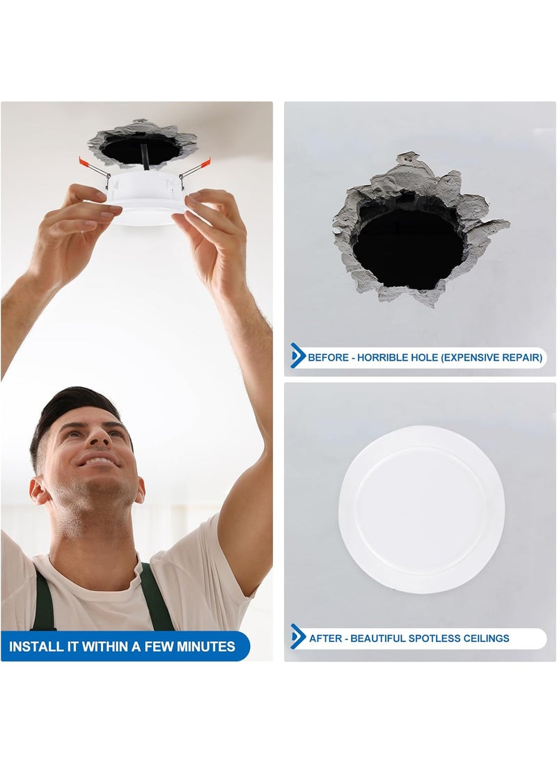 PATIKIL PATIKIL 8 Spring Ceiling Cover Plate Recessed Light Trim Wall Mount Downlight Hole Cap Decorative Panel with Buckle Suitable for 6175inch Round Hole Glass Ceiling Openings White  - Image 5