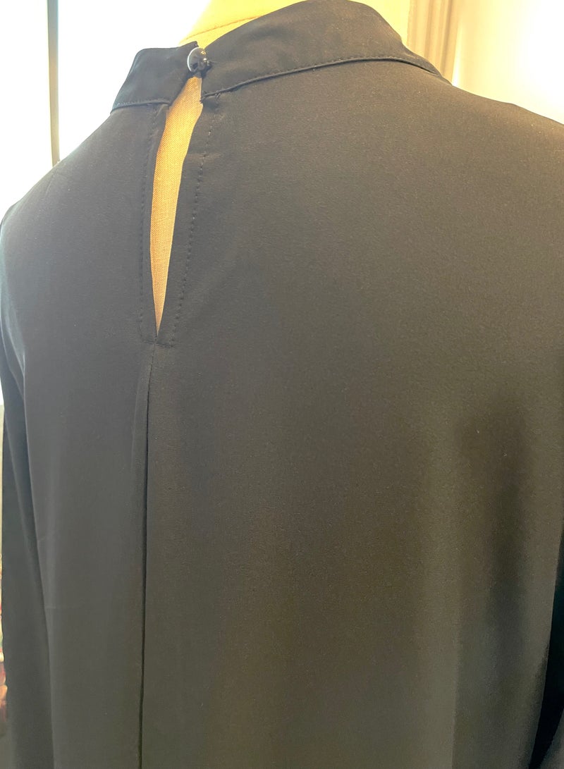 SOLOBUY Dresses Abaya, Color Black, Long Sleeves, Ties On The Sides, Collar Funnel, Maxi - Image 3