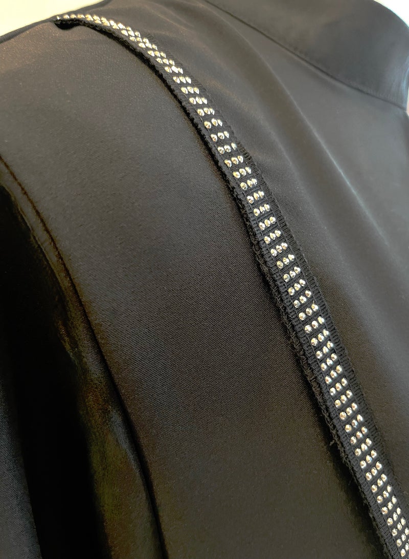 SOLOBUY Dresses Abaya, Color Black, Long Sleeves, Ties On The Sides, Collar Funnel, Maxi - Image 2