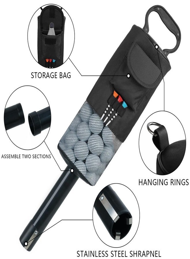 HOW TRUE Golf Ball Retriever, Portable Shag Bag Golf Ball Pick Up with Removable Plastic Tube, Pocket Shagger Storage, Black - Image 3