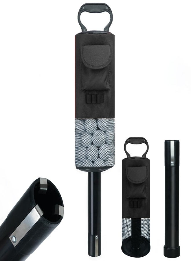 HOW TRUE Golf Ball Retriever, Portable Shag Bag Golf Ball Pick Up with Removable Plastic Tube, Pocket Shagger Storage, Black - Image 1