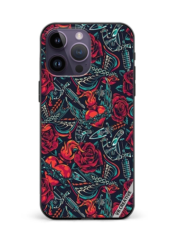 VR CREATIVE Protective Case Cover For Apple iPhone 15 Pro Flower Design Multicolour - Image 1
