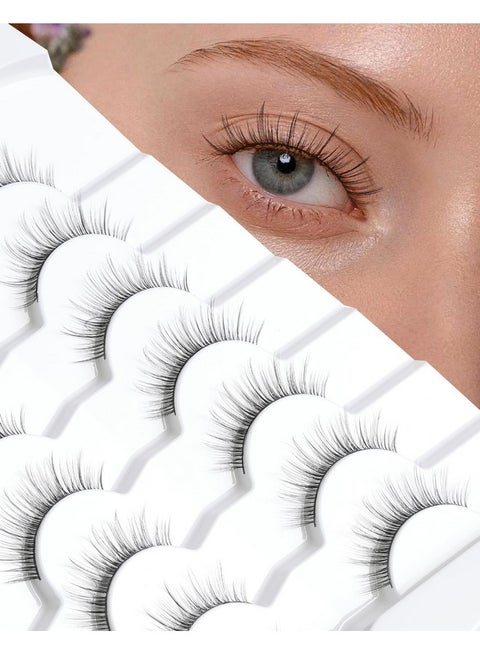 Mink Lashes Natural Look Wispy Eyelashes Short Wispy False Lashes 9Mm 3D Strip Fake Eyelashes C Curl Eye Lashes 7 Pairs S2