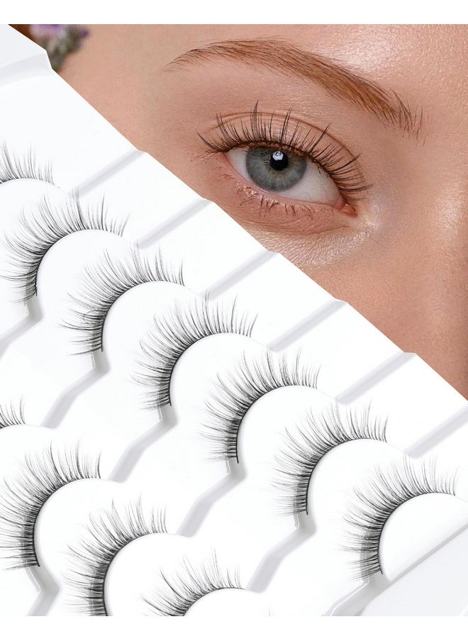 Jiocolor - Mink Lashes Natural Look Wispy Eyelashes Short Wispy False Lashes 9Mm 3D Strip Fake Eyelashes C Curl Eye Lashes 7 Pairs S2 - Image 1