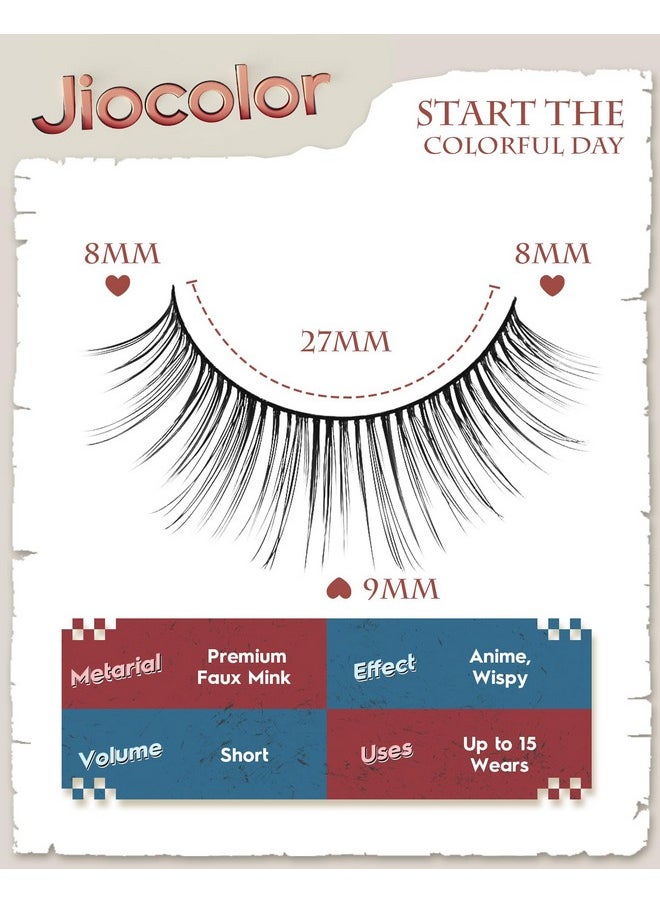 Jiocolor - Mink Lashes Natural Look Wispy Eyelashes Short Wispy False Lashes 9Mm 3D Strip Fake Eyelashes C Curl Eye Lashes 7 Pairs S2 - Image 1