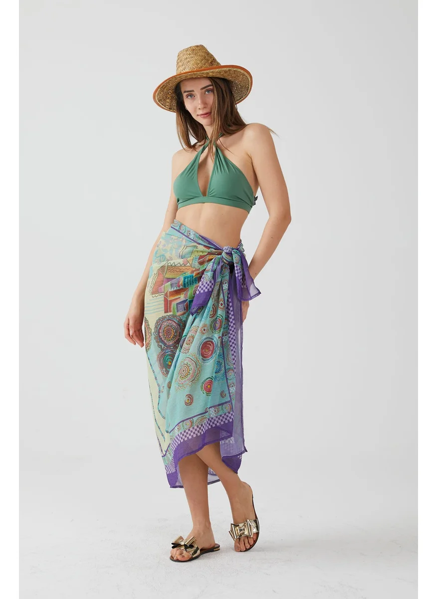 Ays Home Moda Mint Color Long Pareo Beach Dress
