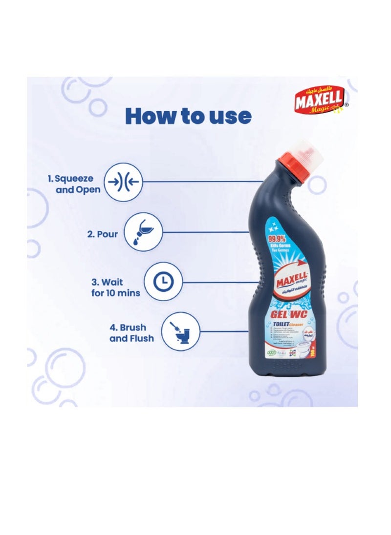 Maxell Magic Maxell Magic Toilet Cleaner | 700ml Ocean Mist Scented Bathroom & Floor Disinfectant – Powerful Stain Removal, Rust & Limescale Eliminator, Deodorizer & Germ-Killer  - Image 4
