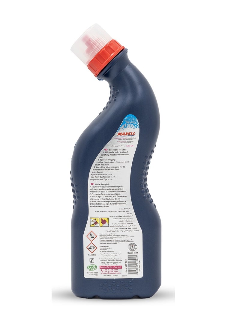 Maxell Magic Maxell Magic Toilet Cleaner | 700ml Ocean Mist Scented Bathroom & Floor Disinfectant – Powerful Stain Removal, Rust & Limescale Eliminator, Deodorizer & Germ-Killer  - Image 2