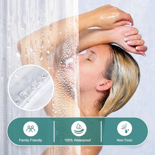 AmazerBath Heavy Duty Shower Curtain Liner 12 Gauge, 72 x 72 Inches Clear Shower Curtain Liner with 3 Clear Stones and 12 Grommet Holes, Weighted Plastic Shower Liner - Image 5