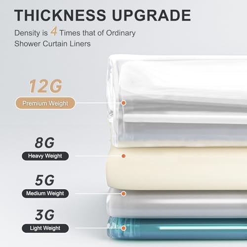 AmazerBath Heavy Duty Shower Curtain Liner 12 Gauge, 72 x 72 Inches Clear Shower Curtain Liner with 3 Clear Stones and 12 Grommet Holes, Weighted Plastic Shower Liner - Image 2