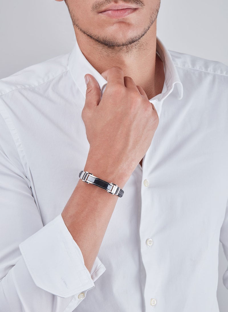 غاي لاروش سوار غي لاروش من الستانلس ستيل والجلد للرجال ، أسود ، 4TW709AV - Image 2