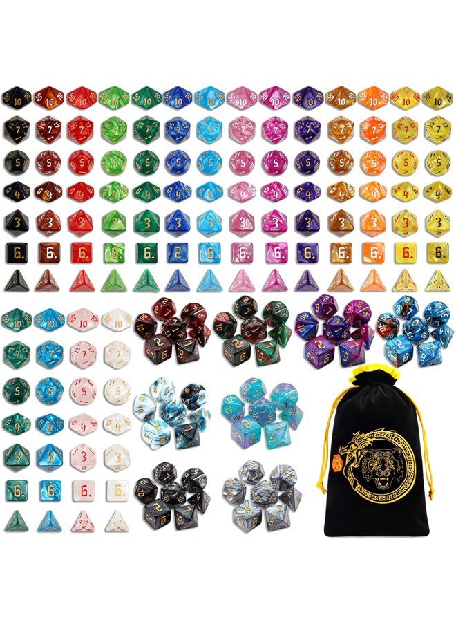 CiaraQ DND Dice Set - 26 x 7 (182pcs) Polyhedral Dice for Dungeons and Dragons D&D RPG MTG Role Playing Table Games, with a Large Flannel Bag - Image 1