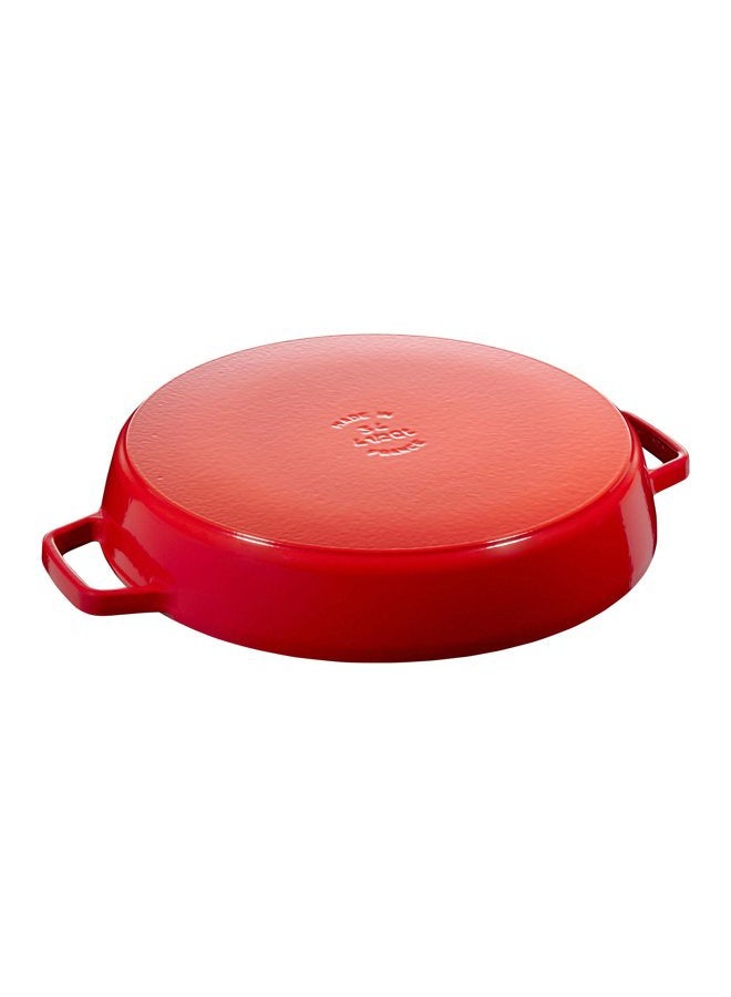 Staub Cast Iron 13-inch Double Handle Fry Pan - Cherry, Made in France - Image 2