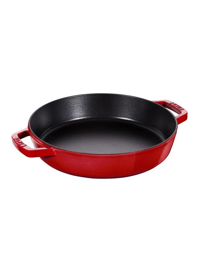 Staub Cast Iron 13-inch Double Handle Fry Pan - Cherry, Made in France - Image 1