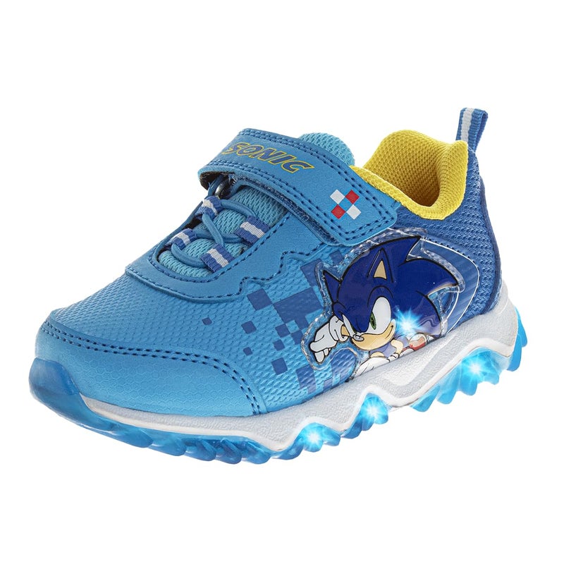Josmo Kids Sonic The Hedgehog Sneakers LED Light Up Shoe - Slipon Laceless Casual Fashion Athletic Shoes for Boys - Blue (Size 7 Toddler) - Image 1