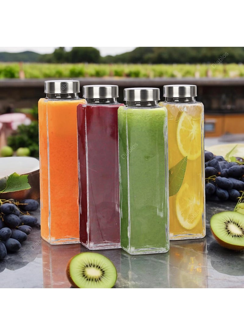 CASTANEA - castanea Water Bottle 750 ml with Air Tight Stainless Steel Lid, Square Glass Bottle for Water, Smoothie, Juicer and Beverage (2) - Image 1
