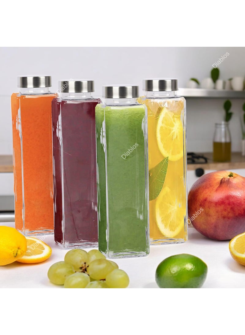 CASTANEA - castanea Water Bottle 750 ml with Air Tight Stainless Steel Lid, Square Glass Bottle for Water, Smoothie, Juicer and Beverage (2) - Image 1