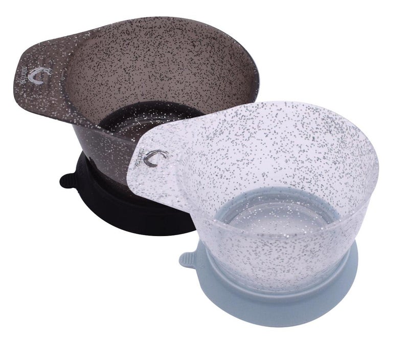 Colortrak Galaxy Glitter Bowls With Suction Cup Holder for Hair Coloring Process - Includes Removable Suction Rings for Functionality and Stability for Professionals and Stylists, 2-Pack