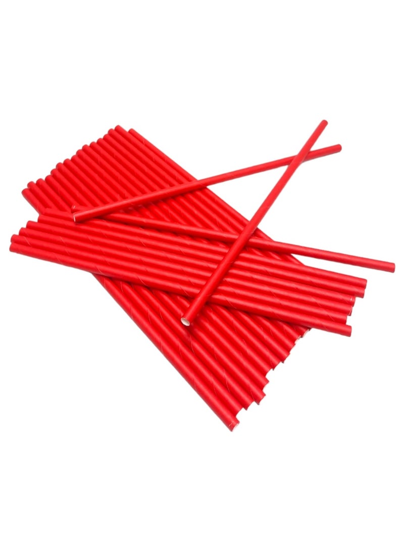 Party Time 25 Pieces Red Disposable Paper Straws Drinking Straws - Image 2