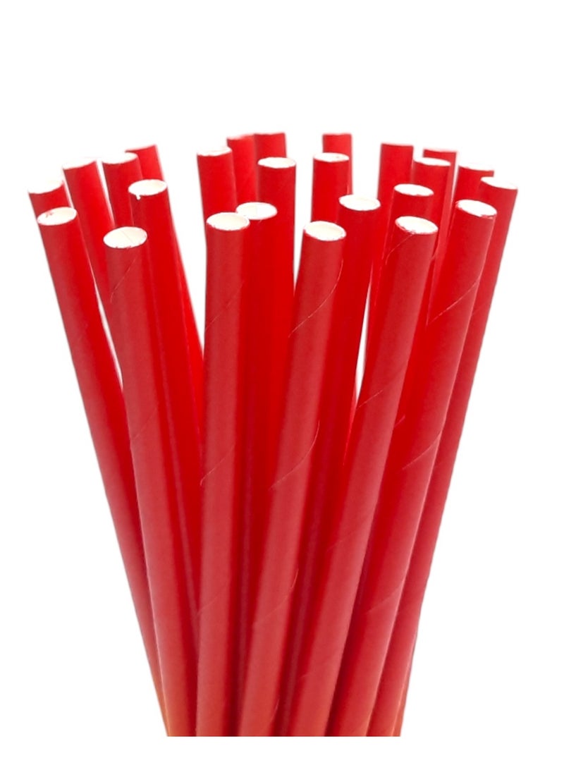 Party Time 25 Pieces Red Disposable Paper Straws Drinking Straws - Image 1