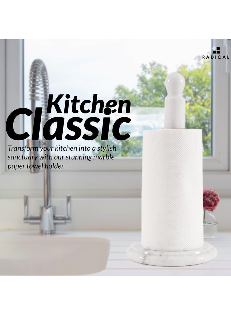 Radicaln Marble Paper Towel Holder 12.5" Inch White Handmade Napkin Holder for Kitchen Organization, Ideal Toilet Paper Holder Stand, Bounty Paper Towels for Kitchen Countertop
