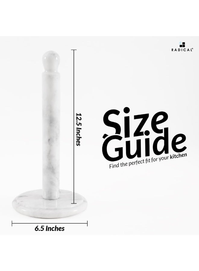 RADICALn White Marble Paper Towel Holder | 12.5" Handmade Kitchen Countertop Stand - Image 3