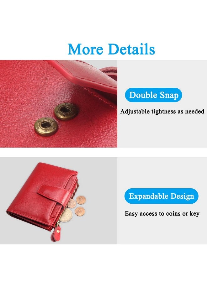 FT FUNTOR Small Wallet For Women Genuine Leather Bifold Compact Rfid Blocking Zipper Pocket Ladies Credit Card Slots Purse With Id Window - Image 5