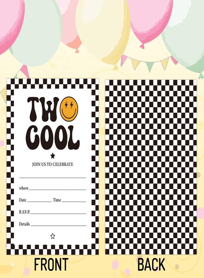 وولاين مجموعة واين من 25 بطاقة دعوة لحفلات عيد الميلاد الثاني، بتصميم وجه مبتسم بنقشة مربعات، مع مغلفات، مقاس 5 × 7 بوصة. - Image 3