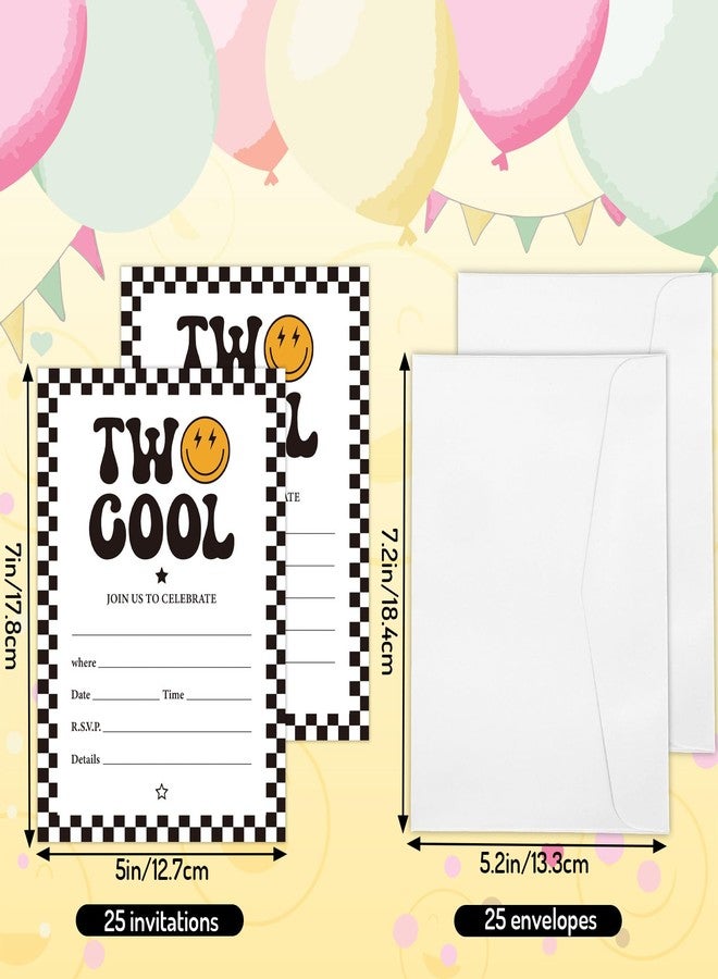 وولاين مجموعة واين من 25 بطاقة دعوة لحفلات عيد الميلاد الثاني، بتصميم وجه مبتسم بنقشة مربعات، مع مغلفات، مقاس 5 × 7 بوصة. - Image 2