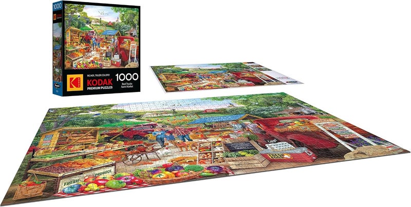 Rose Art RoseArt - Kodak Premium - Red Trucks Farm Market - 1000 Piece Jigsaw Puzzle - Image 3