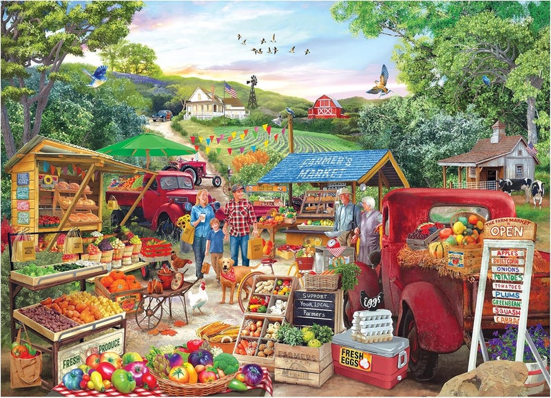 Rose Art RoseArt - Kodak Premium - Red Trucks Farm Market - 1000 Piece Jigsaw Puzzle - Image 1
