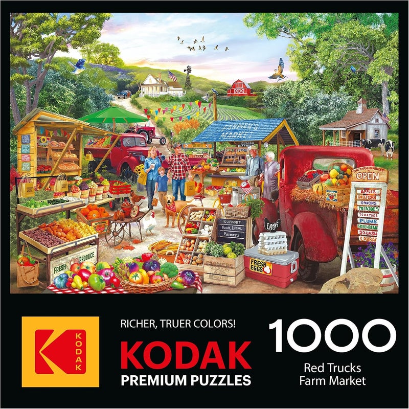 Rose Art RoseArt - Kodak Premium - Red Trucks Farm Market - 1000 Piece Jigsaw Puzzle - Image 4