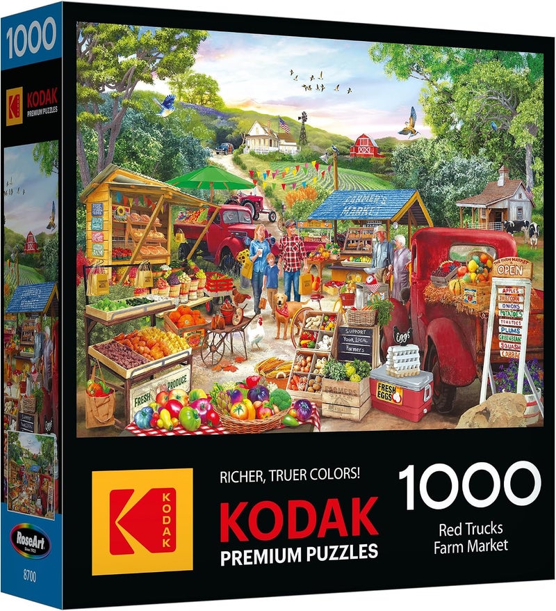 Rose Art RoseArt - Kodak Premium - Red Trucks Farm Market - 1000 Piece Jigsaw Puzzle - Image 2