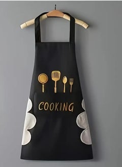 Generic Waterproof and Oil-Resistant Kitchen Apron with Microfiber Side Towels for Hand Wiping, Fabric Apron with Front Pockets, Suitable for Cooking and Baking, Versatile Apron for Men and Women, Ideal for Restaurants and Cafés  - Image 1