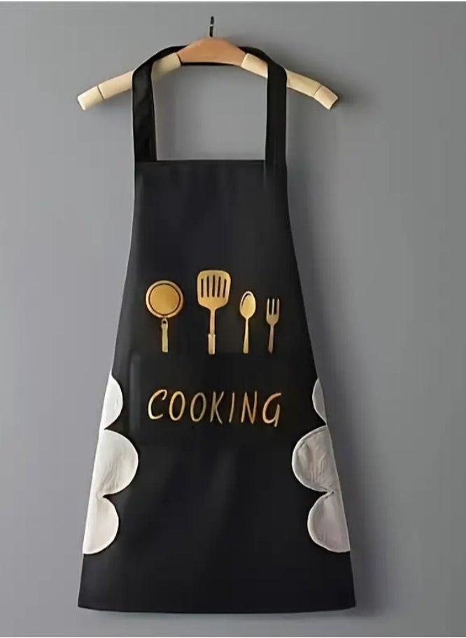 Generic - Waterproof and Oil-Resistant Kitchen Apron with Microfiber Side Towels for Hand Wiping, Fabric Apron with Front Pockets, Suitable for Cooking and Baking, Versatile Apron for Men and Women, Ideal for Restaurants and Cafés - Image 1
