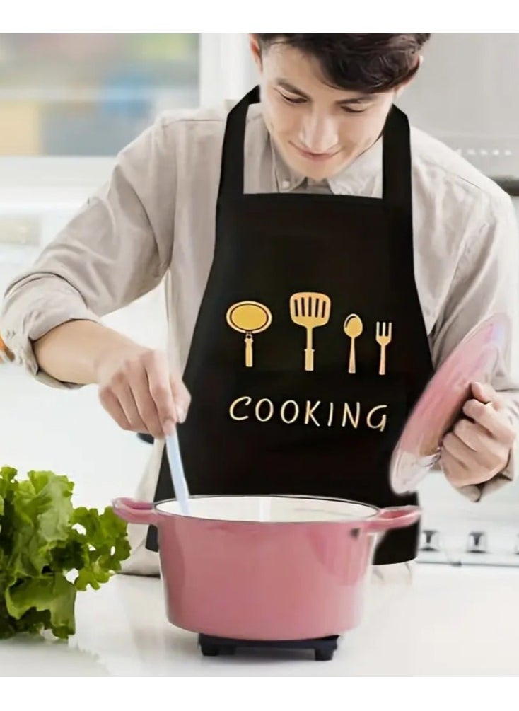 Generic - Waterproof and Oil-Resistant Kitchen Apron with Microfiber Side Towels for Hand Wiping, Fabric Apron with Front Pockets, Suitable for Cooking and Baking, Versatile Apron for Men and Women, Ideal for Restaurants and Cafés - Image 1