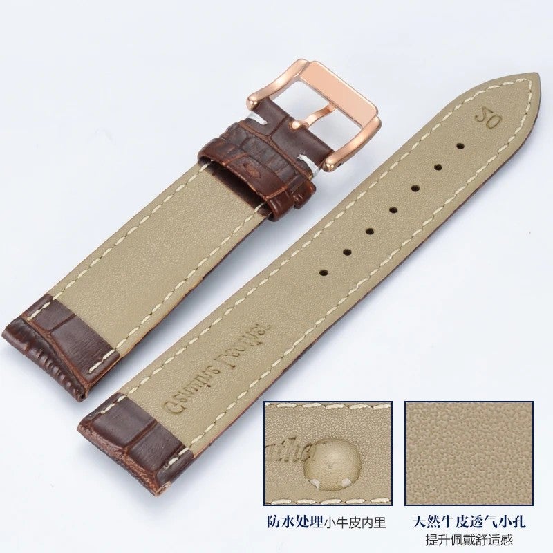 Bluejw 14mm 16mm 18mm 20mm 22mm 24mm Crocodile Pattern Genuine Leather Smart Watch Straps – Replace the Watch Strap for Apple Watch Samsung Galaxy Fit and More - Image 5