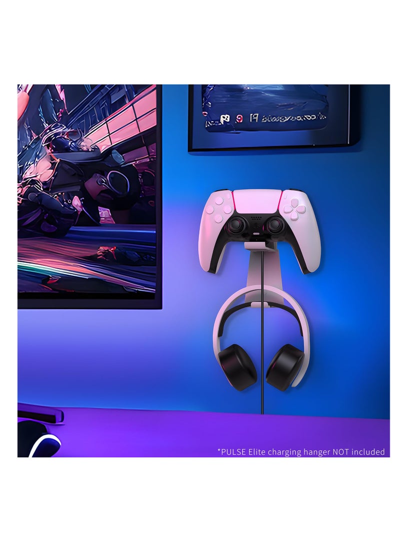 Excefore Headset Stand Compatible with PS5/PS5 Slim Headset, Pulse Elite Headset, Support Charging Dock, Headphone Stand for PS5 Headphone, Stay Organized on Console, Wall, Desk, White  - Image 5