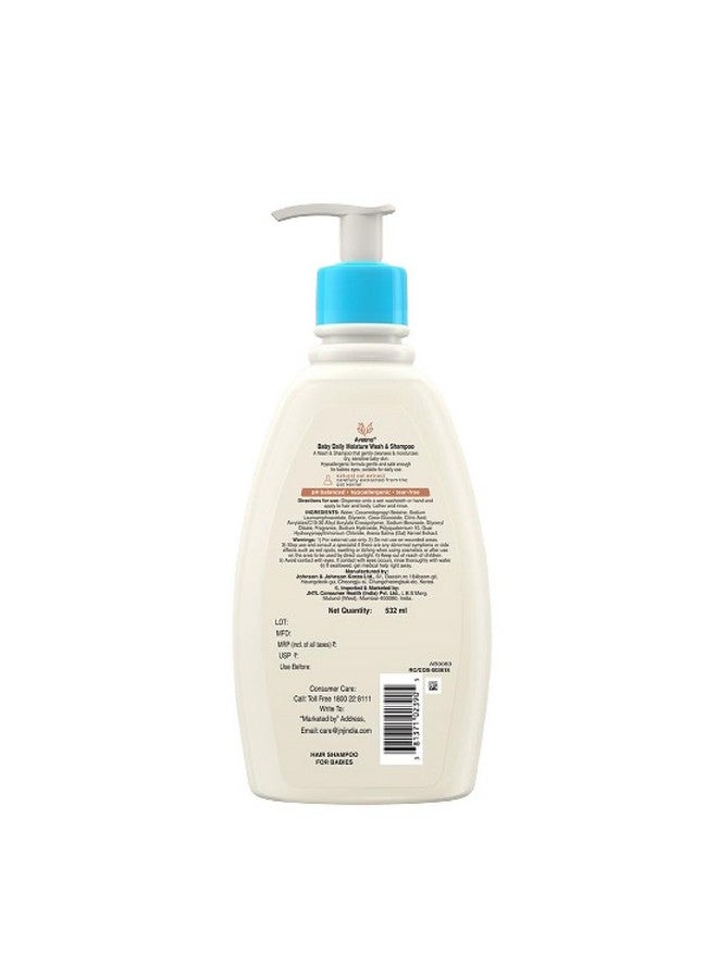 Aveeno Baby Daily Moisture Wash & Shampoo | Gentle Cleanser For Head To Toe | Tear Free & Soap Free Formula With Active Natural Oats | For Dry & Sensitive Skin | Us Pediatrician Recommended, 532Ml - Image 2