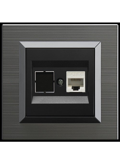Ovivo - Quantum Magnetic Gray Single Data Socket Cat6 - Image 1