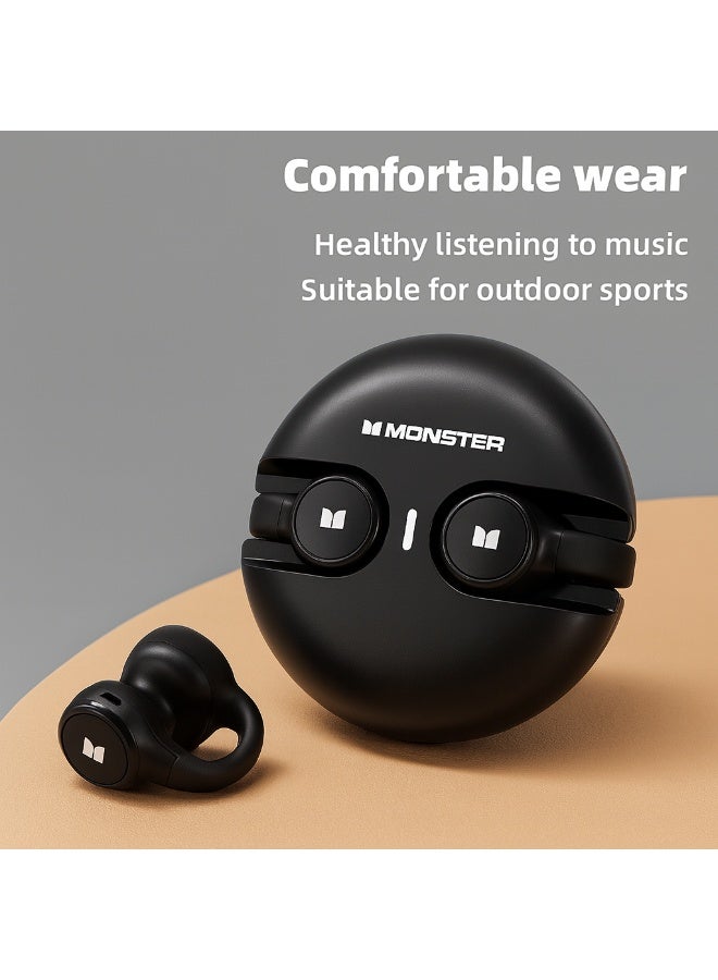 Monster Ear Clip Bluetooth Headset – Bluetooth 5.3, Seamless Connectivity, Hifi Sound Wireless Earbuds, & 22+hr Battery Life, Black - Image 4