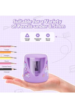 Mordely Electric Pencil Sharpeners for Kids, Cute Small Colored Pencil Sharpener for Home Classroom, Pencil Sharpener Electric Plugin, with Unicorn School Supplies,Purple  - Image 4