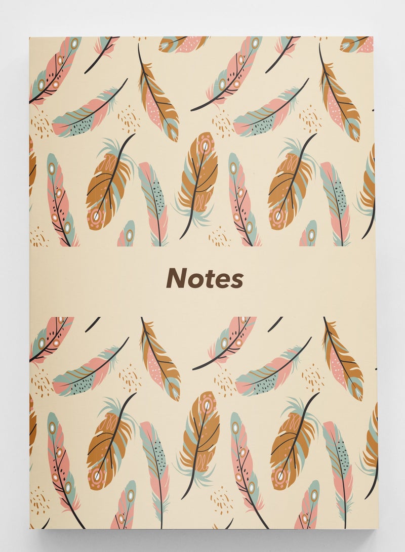 Dxign Co - Personalised A5 Notebook, Boho Pastel Feather, 72 Pages