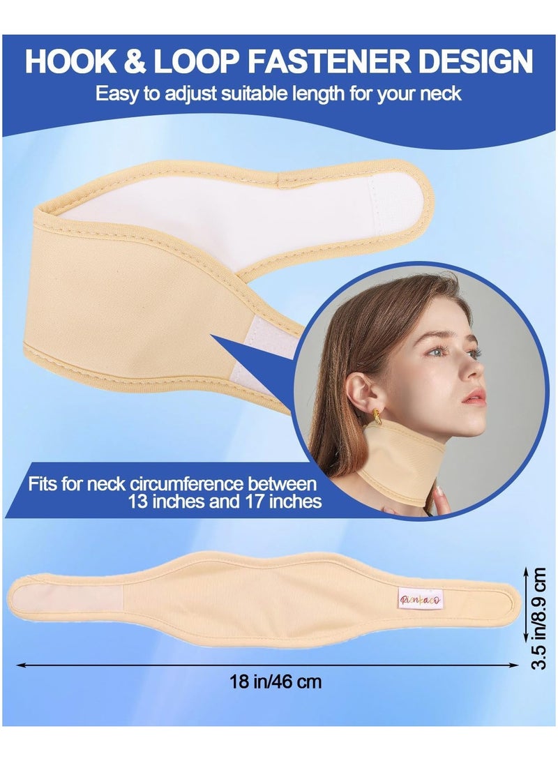 general 2 Piece Thyroid Castor Oil Neck Pack, Reusable Castor Oil Thyroid Neck Compression Pack, Organic Cotton Flannel, Reduces Mess, Comfortable Fit, White + Light Khaki - Image 2