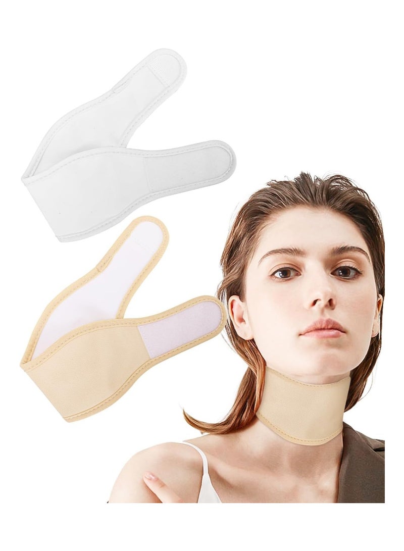 general 2 Piece Thyroid Castor Oil Neck Pack, Reusable Castor Oil Thyroid Neck Compression Pack, Organic Cotton Flannel, Reduces Mess, Comfortable Fit, White + Light Khaki - Image 1