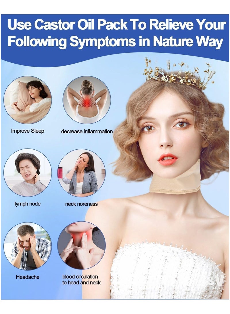 general 2 Piece Thyroid Castor Oil Neck Pack, Reusable Castor Oil Thyroid Neck Compression Pack, Organic Cotton Flannel, Reduces Mess, Comfortable Fit, White + Light Khaki - Image 4